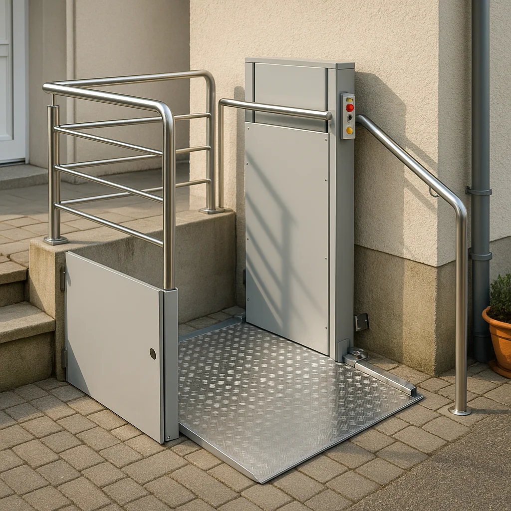 Plattformlift an Treppe, klappbare Plattform, Sicherheitsbügel